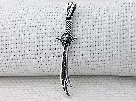 Aslan Tasarımlı Zulfikar  925 Ayar Gümüş Erkek Kolye Ucu