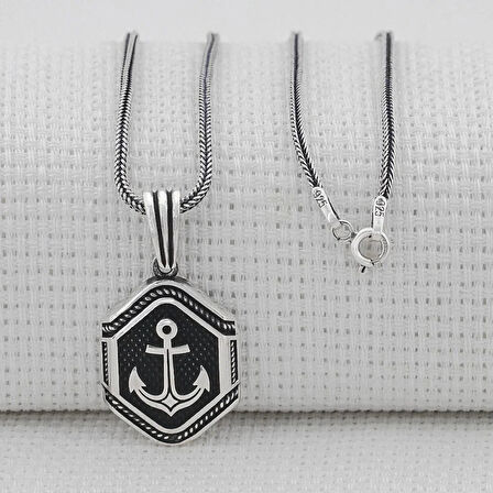 Denizci Çapa 925 Ayar Gümüş Erkek Kolye