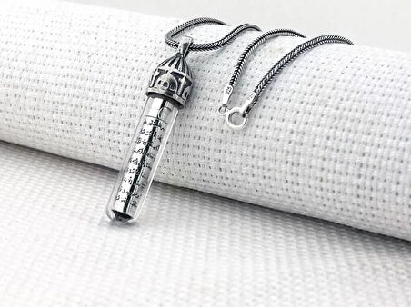 Ayetel Kursi Dualı Zemzem Sulu Muska Cevşen 925 Ayar Gümüş Erkek Kolye