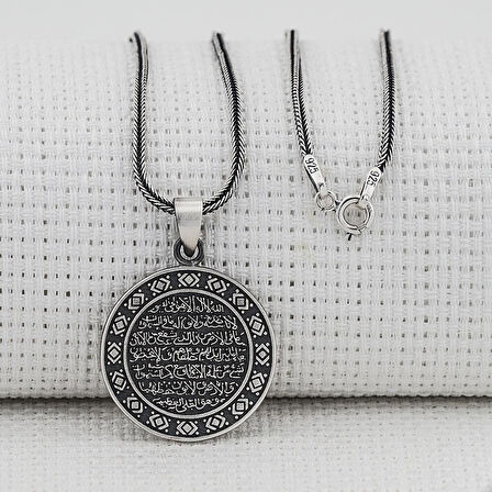 Ayetel Kursi Ayeti 925 Ayar Gümüş Erkek Kolye