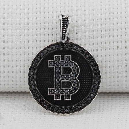 Bitcoın  925 Ayar Gümüş Erkek Kolye Ucu