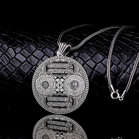 Nas Felak İnşirah Sureleri Madalyon 925 Ayar Gümüş Erkek Kolye