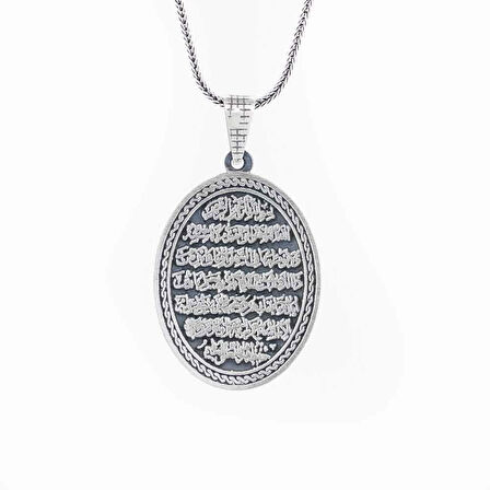 Ayetel Kursi Oval 925 Ayar Gümüş Erkek Kolye