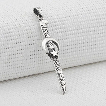 Ay Yıldız Tasarımlı  925 Ayar Gümüş Erkek Kolye Ucu