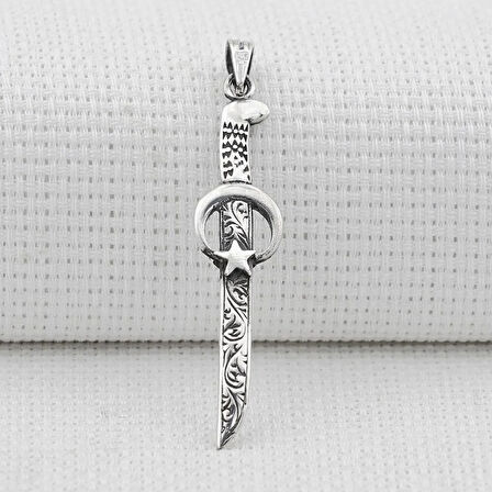 Ay Yıldız Tasarımlı  925 Ayar Gümüş Erkek Kolye