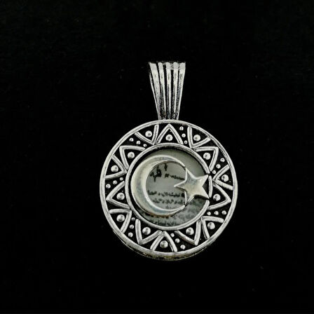 Ay Yıldız Tasarımlı cevşeni Kebir Dua 925 Ayar Gümüş Erkek Kolye Ucu