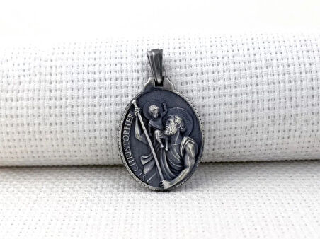 Aziz Christopher Üç Boyutlu  925 Ayar Gümüş Erkek Kolye Ucu