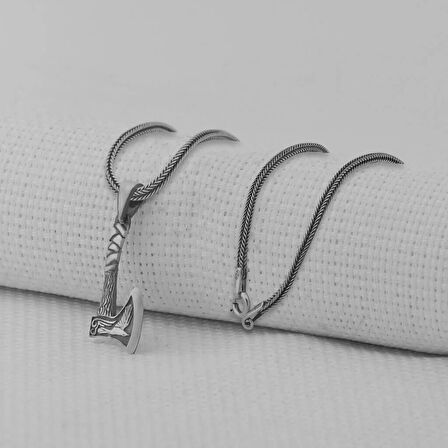 Balta Tasarımlı Kalın Zincirli 925 Ayar Gümüş Erkek Kolye