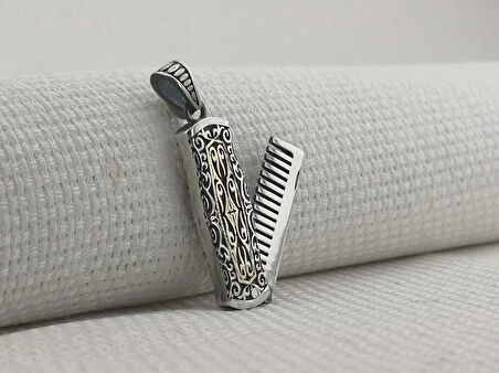 Tasarım Berber Tarağı  925 Ayar Gümüş Erkek Kolye Ucu