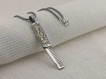 Berber Tarağı Tasarımı  925 Ayar Gümüş Erkek Kolye
