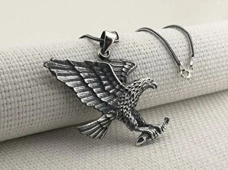 Büyük Kartal Tasarımlı  925 Ayar Gümüş Erkek Kolye