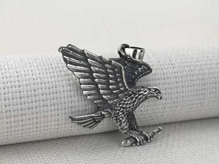 Büyük Kartal Tasarımlı  925 Ayar Gümüş Erkek Kolye Ucu