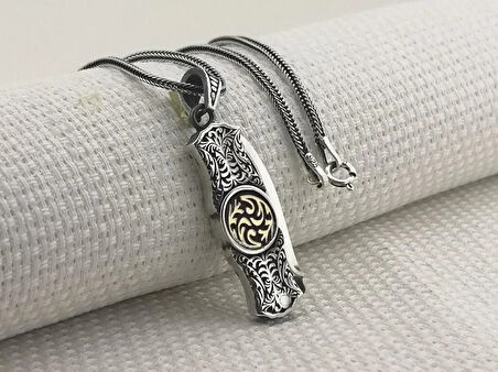 Cakı Özel Tasarımlı Özel İşlemeli  925 Ayar Gümüş Erkek Kolye