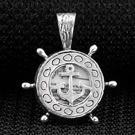 Cevşeni Kebir Dualı Yazılı Çapa Dümen Tasarımlı 925 Ayar Gümüş Erkek Kolye Ucu