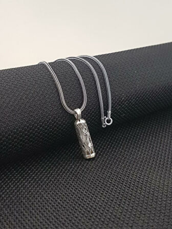 Çapa Tasarımlı Cevşeni Kebir Dualı Yazılı 925 Ayar Gümüş Erkek Kolye