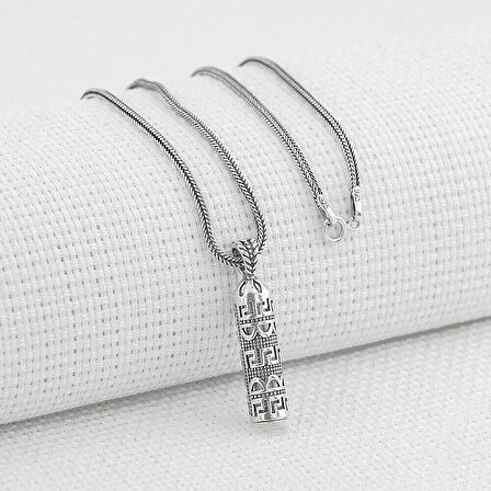 Kalın Zincirli Kebir Dualı Cevşen 925 Ayar Gümüş Erkek Kolye