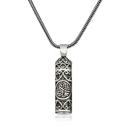 Kalın Zincirli Kebir Dualı Cevşen 925 Ayar Gümüş Erkek Kolye