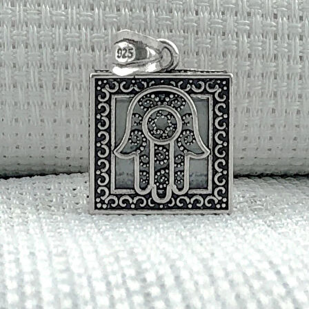 Fatma Ana Eli Kebir Dualı 925 Ayar Gümüş Erkek Kolye Ucu