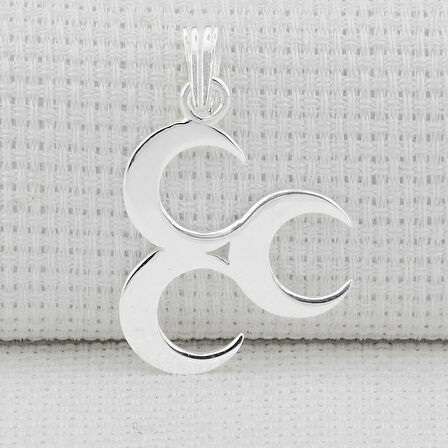 Üç Hilal 925 Ayar Gümüş Erkek Kolye Ucu