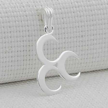 Üç Hilal 925 Ayar Gümüş Erkek Kolye Ucu