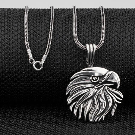 Kartal Tasarımlı 925 Ayar Gümüş Erkek Kolye