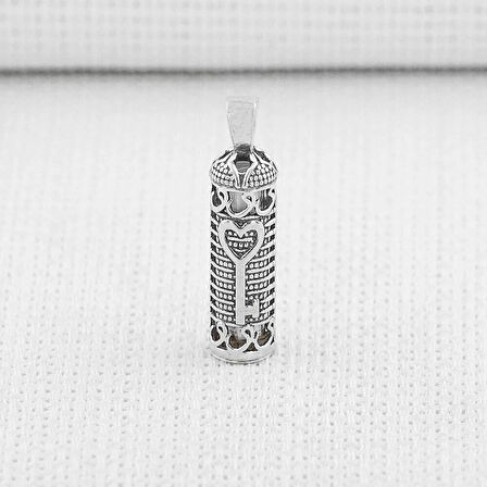 Kalp Anahtar Dualı Cevşen 925 Ayar Gümüş Erkek Kolye