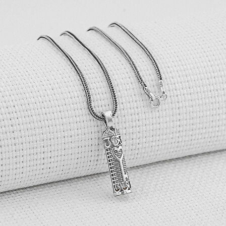 Kalp Anahtar Dualı Cevşen 925 Ayar Gümüş Erkek Kolye