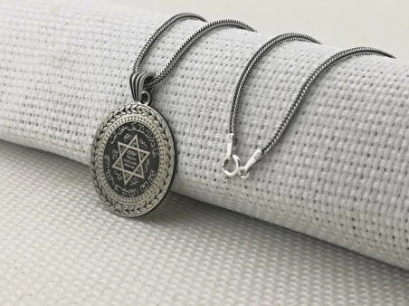 Hz Süleyman Mührü 925 Ayar Gümüş Erkek Kolye