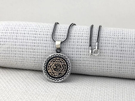 Hz Süleyman Mührü 925 Ayar Gümüş Erkek Kolye