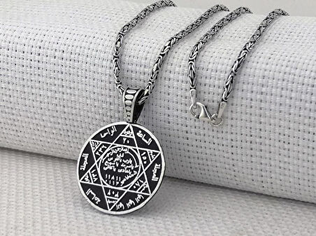 Hz Süleyman Mührü Kral Zincirli 925 Ayar Gümüş Erkek Kolye