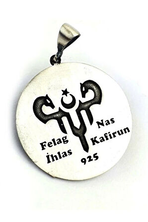 İhlas Felak Nas Kafirun Sure Dualı 925 Ayar Gümüş Erkek Kolye Ucu