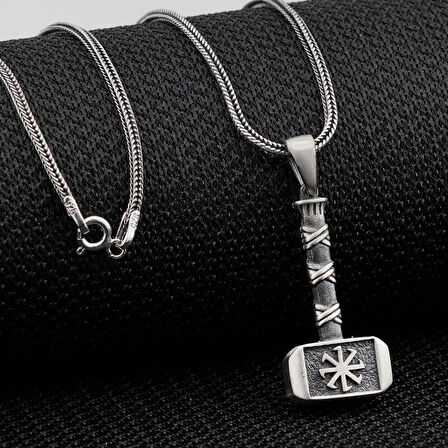 Kalın Balyoz  Çekiç 925 Ayar GümüşErkek Kolyesi