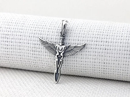 Kanat Tasarımlı 925 Ayar Gümüş Erkek Kolye Ucu