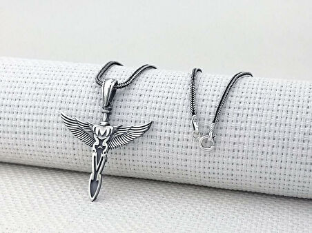 Kanat Tasarımlı 925 Ayar Gümüş Erkek Kolye