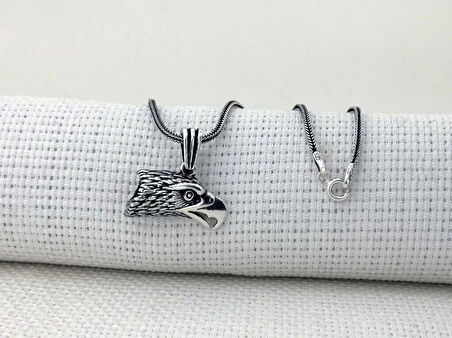 Kartal Kafası Tasarımlı 925 Ayar Gümüş Erkek Kolye