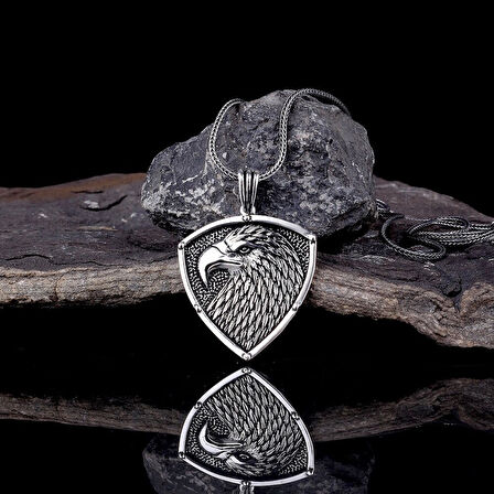 Kartal Motifli 925 Ayar Gümüş Erkek Kolye