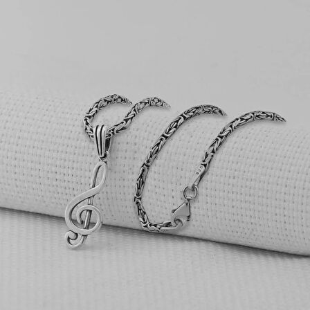 Nota Tasarımlı 925 Ayar Gümüş Erkek Kolye