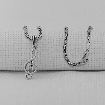 Nota Tasarımlı 925 Ayar Gümüş Erkek Kolye