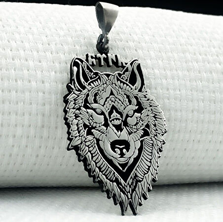 Kurt Kafası Türk Yazılı 925 Ayar Gümüş Erkek Kolye Ucu