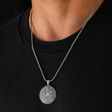 Ayetel Kursi Muskalık Cevşen  925 Ayar Gümüş Erkek Kolye