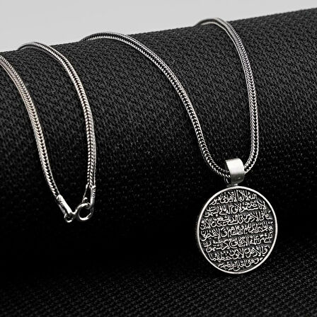 Ayetel Kürsi ve Nazar Dualı 925 Ayar Gümüş Erkek Kolye