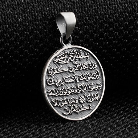 Ayetel Kürsi ve Nazar Dualı 925 Ayar Gümüş Erkek Kolye Ucu