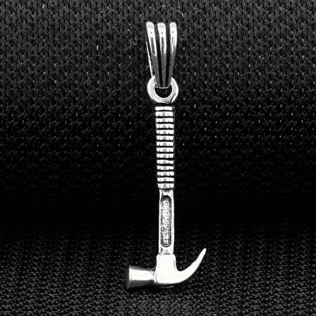 Çekiç Tasarımlı 925 Ayar Gümüş Erkek Kolye Ucu