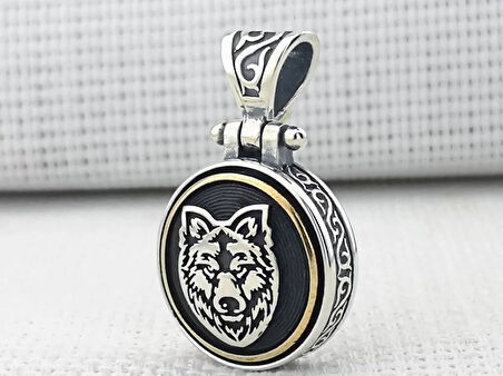 Bozkurt Ortası Dönen Tasarımlı 925 Ayar Gümüş Erkek Kolye Ucu