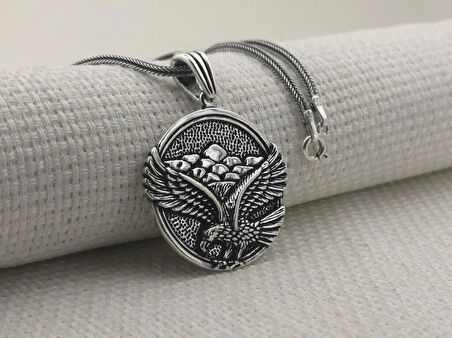 Büyük Kartal Tasarımlı  925 Ayar Gümüş Erkek Kolye