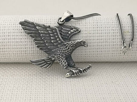 Büyük Kartal Tasarımlı  925 Ayar Gümüş Erkek Kolye