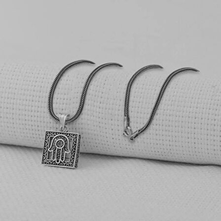 Fatma Ana Eli Kebir Dualı 925 Ayar Gümüş Erkek Kolye