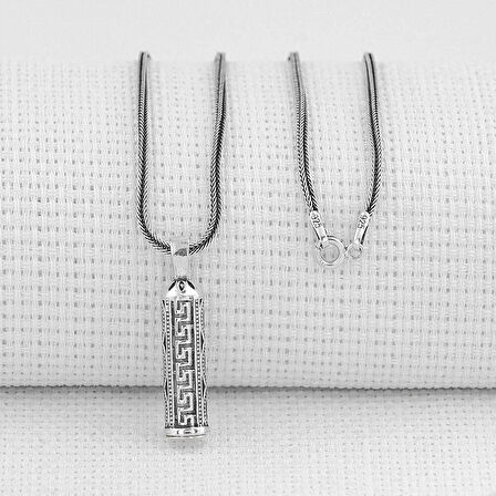 Kalın Zincirli Kebir Dualı Cevşen 925 Ayar Gümüş Erkek Kolye