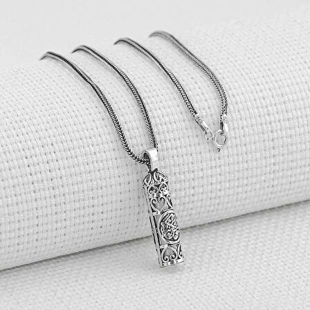 Kalın Zincirli Kebir Dualı Cevşen 925 Ayar Gümüş Erkek Kolye