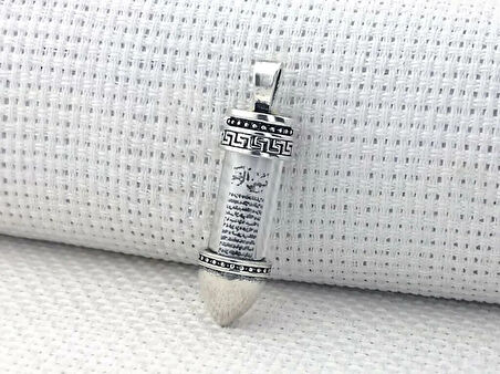 Kurşun Tasarımlı  Kebir Dualı Cevşen 925 Ayar Gümüş Erkek Kolye Ucu